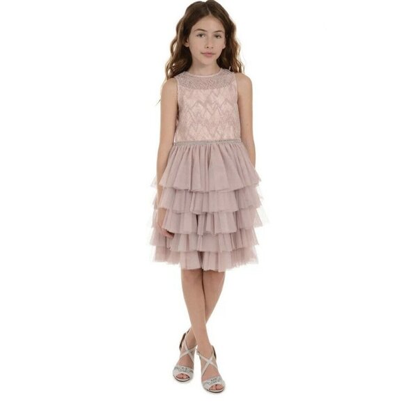 BADGLEY MISCHKA COLLECTION Little Girl Beaded Tulle Party Dress Size 7 Years - Picture 1 of 5